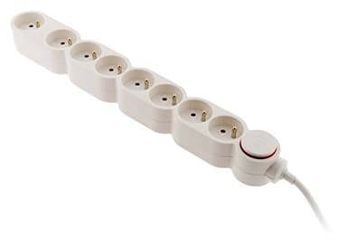 Bloc Home 8 prises 16A 2P+T avec interrupteur et fiche parafoudre - Blanc - câble HO5VV-F 3G1 1,5m