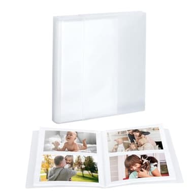 FRETONBA Album Photo Pochette 40 Pages, Petit Albums Photos Traditionnel Pouvant Contenir 80 Photos au Format 10x15, Livre Photo avec Housse de Protection pour Mariage, Bebe, Anniversaire, Blanc