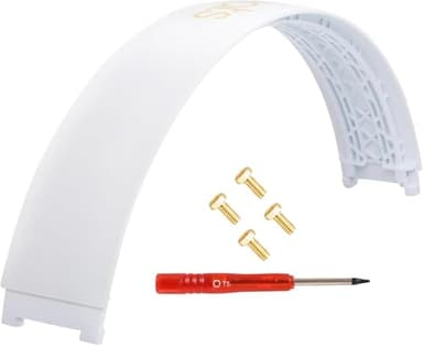 Studio3 Top Arceau de réparation pour casque Beats Studio 3 sans fil (A1914) – Convient également aux casques Studio Pro sans fil (A2924) (blanc + vis dorées)