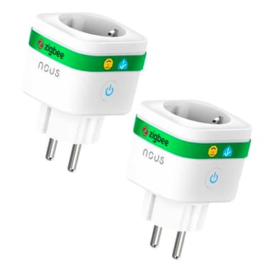 NOUS A7Z Prise Connectée ZigBee avec Suivi Énergie, 16A, Contrôle Vocal & via App, Programmation & Minuterie, Compatible Alexa, Google Home, Home Assistant, Tuya, Hub ZigBee Requis, 2 Pack