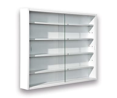 Inter Link - Vitrine Murale pour Objets de Collection – Armoire de rangement avec 4 étagères – 5 Compartiments - pour Miniatures - MDF -Blanc (80x60x9.5 cm) Compilati