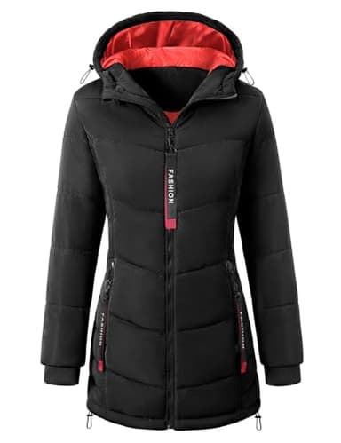 Yuson Girl Manteau Femme Veste Chaude Hiver Longue Parkas Blouson Polaire Casual Manteau Zippé à Capuche Veste Matelassée éPaissir Parka Outercoat avec Poches(Noir, XL)