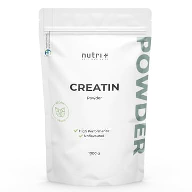 Nutri + Créatine Monohydrate 1000g - Poudre de créatine - pure à 99,99% - hautement dosée, ultrafine, végétalienne et neutre - Creatine Powder sans goût - qualité supérieure
