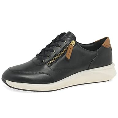 Clarks Femme Un Rio Zip Shopping-Feed;Mujer;Zapatillas-Bajas-Mujer, Black Leather, 39 EU