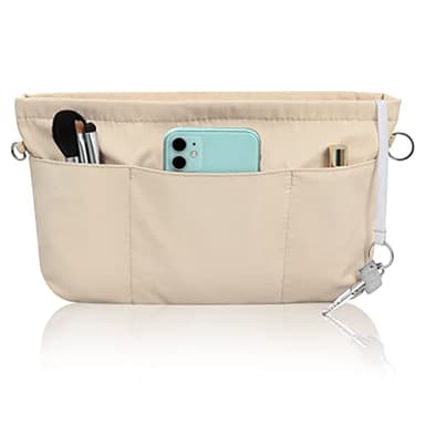Grantop Organisateur de sacs à main en nylon, Organisateur de sacs à main avec porte-clés, Organisateur de sac en feutre Bag in Bag Organisateur de sac, Poches intérieures pour sacs à main avec chaîne