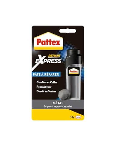 Pattex | Pâte à réparer Métal (tube de 48 g) – Pâte epoxy bi-composante avec particules de métal – Colle à base de résine époxy pour coller et réparer les métaux