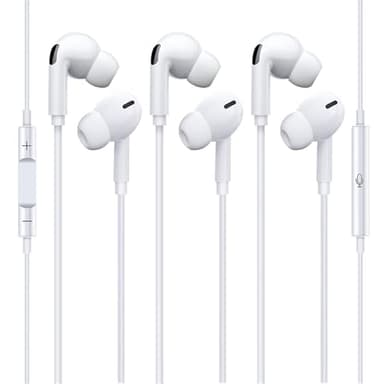Lot de 3 écouteurs filaires pour iPhone, écouteurs intra-auriculaires avec microphone et contrôle du volume, isolation phonique, compatibles avec iPhone 14/13/12/11/X/SE, tous les iOS