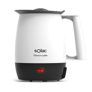 Solac Choco-Latte | Chauffe-lait 1L | 250W | Chocolat chaud et tous liquides | Filtre anti-crème | Revêtement antiadhésif | Facile à nettoyer | Design compact | Blanc