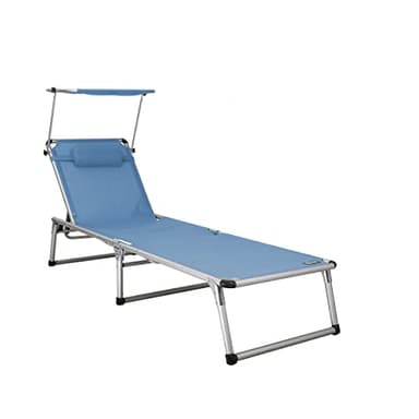 Homecall Chaise longue pliable en aluminium (Bleu)