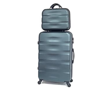 CELIMS - Set Valise Grande Taille 23kg avec Vanity | Valise Grande XXL 75cm avec Trousse de Toilette | Valise Légère et Rigide | Vert