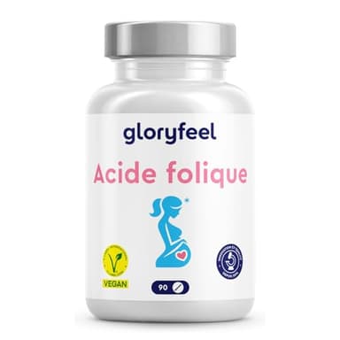 Acide Folique 400µg - Pour la Croissance des Tissus Maternels et le Système Immunitaire* - Conçu pour 1 Trimestre (3 Mois) - Vitamine B9 Hautement Dosé, Biodisponibilité Optimale - Végan