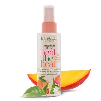 Jean & Len Beat The Heat Spray Thermoprotecteur, Parfum Mangue, Consistance Légère, Protège Les Cheveux de La Chaleur Jusqu’à 230 °C, sans Parabènes ni Silicones, Végan, 100 ml