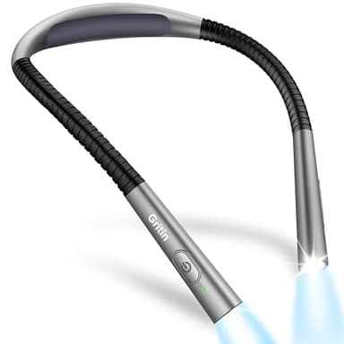 Gritin Lampe de Lecture de Cou Rechargeable au Lit, 4 Couleurs Protection des Yeux & Gradation en Continu, Liseuse Lampe Minuterie de 30 Minutes, 80H+Autonomie,Parfaite pour Lecture/Tricot/Réparation