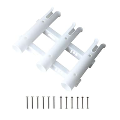KOVNISE Support de canne à pêche - 3 tubes - Support mural portable pour canne à pêche - Pour bateaux, garage, glacière, remorque (blanc)