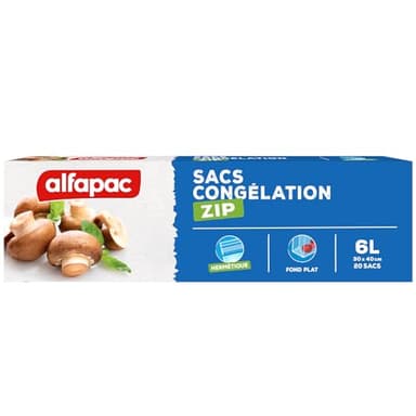 alfapac - 20 sacs congélation ZIP 6L à fond plat - hermétique et réutilisable