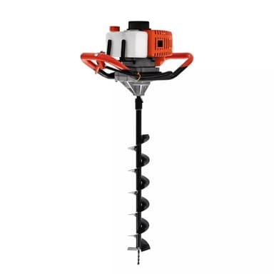 Tarière 52 cc 2 temps pour clôtures, plantes et poteaux - Livré avec embouts de 4", 6" et 8", 2,4 CV de puissance et embouts à changement rapide