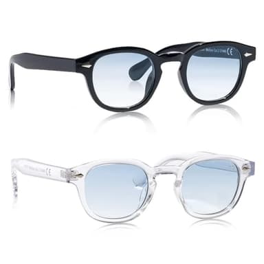 OS SUNGLASSES Lunettes de Soleil polarisées Style Johnny Depp 2 Paires Homme Vintage - Lunettes Homme et Femme + Chiffon Anti-Rayures - Verre Teinté en Polycarbonate