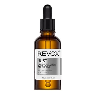 REVOX B77 - Acide Salicylique 2% Anhydre, 30 ml, Sérum Visage Peaux à Tendance Acnéique, Désobstrue les Pores, Régule le Sébum, Hydrate, Peeling Léger Anti-Imperfections et Anti-Acné