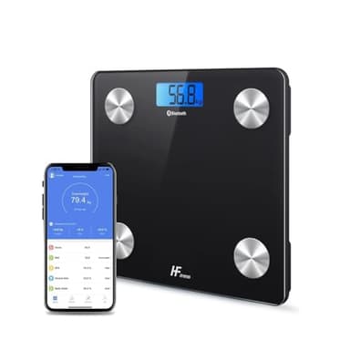 HF 19x Indices de composition corporelle balance pese personne 28x28cm de Graisse iOS et Android App Numérique Intelligente Mesureur de Poids Corporel IMC Bluetooth Noir