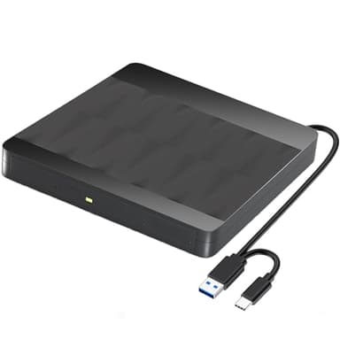 FSDJIMBB Lecteur CD DVD Externe pour PC, Graveur CD avec USB3.0 Type-c CD/DVD +/-RW Graveur Enregistreur, Mince Graveur DVD Externe pour PC, Desktops,Windows11/10/8/7/XP/Vista/MacOS