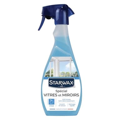 STARWAX Nettoyant Spécial Vitres et Miroirs - 500 ml - Idéal Contre la Poussière et la Pluie - Haute Teneur en Alcool - Séchage Rapide - Sans Traces - Pratique