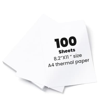 Lot de 100 feuilles de papier thermique A4 pour imprimante thermique A4 compatible avec la plupart des imprimantes thermiques A4, séchage rapide pour documents, pages Web, photos