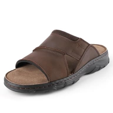 riemot Sandales Homme Cuir pour Hommes - Pantoufles Chaussures de Plage Tongs, Pêcheur à Large Ouverture Mules Sandales d'Été, Souples et Confortables pour l'Intérieur et l'Extérieur, EU 43