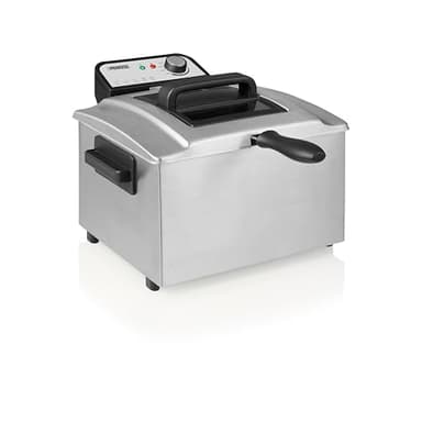 Princess Friteuse, capacité 5 L, 3270 W, technologie de zone froide, hublot, acier inoxydable, double thermostat, facile à nettoyer, éléments amovibles, 01.184090.01.001, Argent