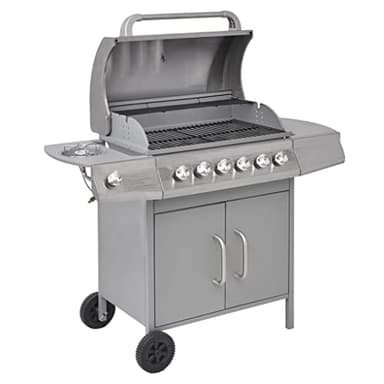 vidaXL Barbecue Grill à Gaz 6+1 Brûleurs Argenté BBQ Barbecue de Jardin