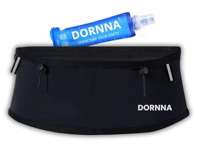 Dornna Skinny W1 - Ceinture Running + Flasque 250ml - Hydratation Course - Ceinture de Courseavec Porte dossard et Porte bâton pour Trail Running (L-XL)