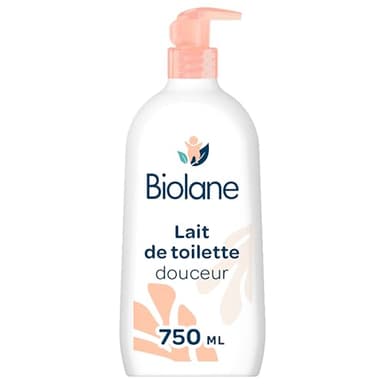BIOLANE - Lait de toilette 750ml - Bébé - Nettoie Visage, Corps et Siège - Sans Rinçage - Doux et Apaisant - 99% d'origine naturelle - Fabriqué en France