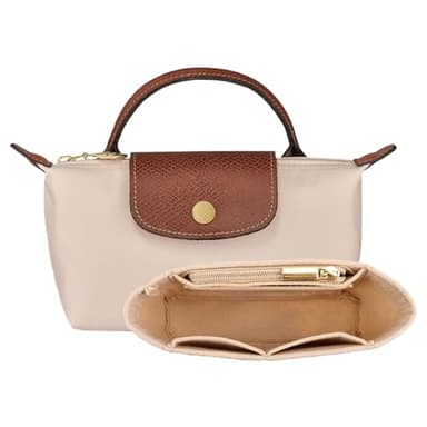 GADITIEK Organisateur de sac à main fourre-tout pour, avec plusieurs poches, sacs à main, organisateur, Convient aux sacs à main de taille M aux sacs à bandoulière de taille L (Beige-MINI)