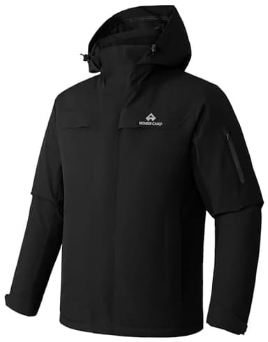 Pioneer Camp Veste de ski pour homme avec plusieurs poches - Manteau d'hiver, Noir , M