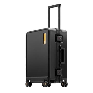 LEVEL8 Valise Cabine Cadre en Aluminium, Bagages Cabine avec Double Serrure TSA, Valise sans Fermeture éclair Bagages-HeGent,38x23x56CM,Noir