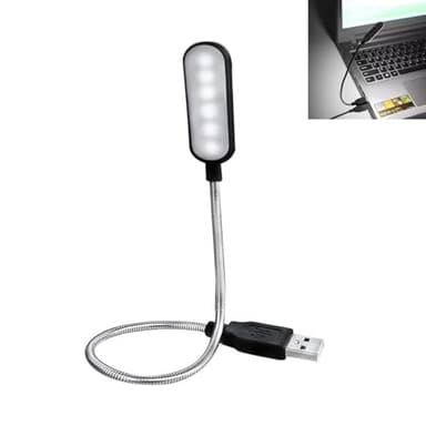 Lampe USB LED Flexible, Lampe USB pour Ordinateur PC Portable Mini 6 LED Dimmable avec Col de Cygne 360° Orientable, Bureau Lecture Camping, Lumière Compacte Alimentée par Port USB Plug and Play