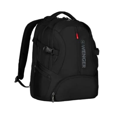 WENGER Transit Sac à Dos pour Ordinateur Portable 16 Pouces avec Poche pour Tablette Tactile 10 Pouces, Système d’Organisation, 27 l, Femmes Hommes, Bureau Voyages d’Affaires Uni, Noir, 600636