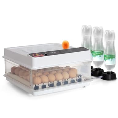 Todeco Couveuse Oeuf Automatique 48 œufs, Retournement Automatique des œufs, Contrôle de la Température, Humidification automatique, Double Alimentation, Incubateur oeuf Automatique avec Lampe à œuf