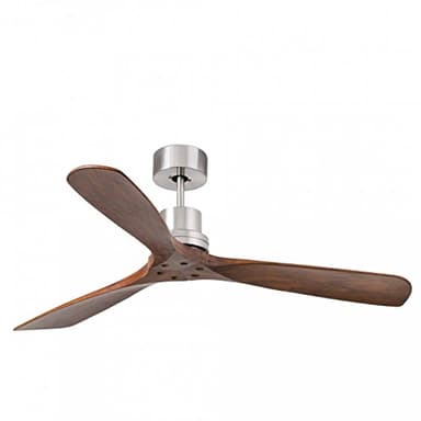 Ventilateur de plafond Lorefar Lantau Faro 33370 Nickel mat avec 3 sombres en bois de noyer flÃ ¼ geln 132 cm diamètre avec télécommande 3 vitesses