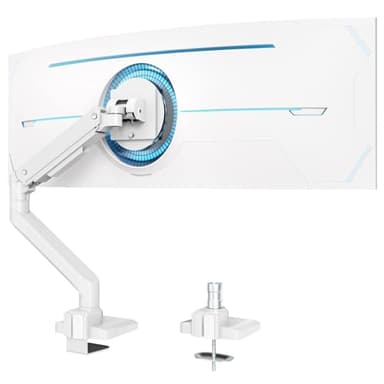 Support d'écran pour écran Plat et incurvé de 17 à 49 Pouces, Robuste à Ressort à gaz, réglable en Hauteur avec Inclinaison, capacité de Charge Accrue de 2 à 20 kg,VESA 75/100 mm White