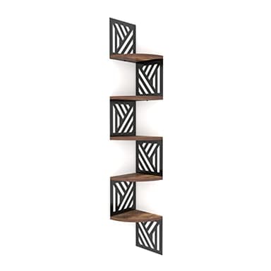 Vasemouh 5 Étagères d'angle Murale en Bois en Forme de Secteur, Étagère Murale avec Un Design de Sculptur à Poser La Chambre, La Cuisine, Le Bureau