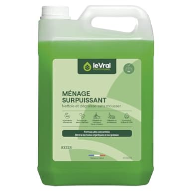 LE VRAI PROFESSIONNEL – Nettoyant Sol & Multi-Surfaces – Détergent Alcalin & Dégraissant Non Moussant – Apte Contact Alimentaire – Parfum Pin des Landes – Fabrication Française – Bidon 5L