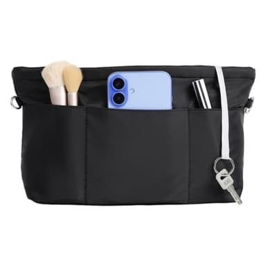 Cozary Organisateur de Sac à Main en Nylon - Organisateur pour Tote Bags - 13 Poches, Imperméable, Parfait pour Sacs à Main, Organisateur, Sac de Voyage & Tote Bag (Noir M)