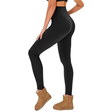 TNNZEET Legging Polaire Femme, Legging Thermique Femme Taille Haute Chaud et Confortable pour Automne-Hiver(Noir,L-XL)