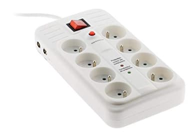 Parafoudre 8 Prises + Interrupteur + téléphone RJ11 - Zenitech