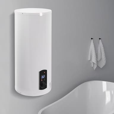Chauffe-eau électrique ieLsngai - Réservoir mural 100L - Chauffe-eau vertical moderne Blanc avec écran LED - 2000 W