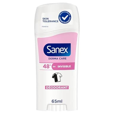 SANEX - Derma Care Invisible 48h Déodorant Stick 65ml –fraîcheur longue durée contre la transpiration et les mauvaises odeurs – respecte la peau– ne contient pas d’alcool* – protège contre les taches