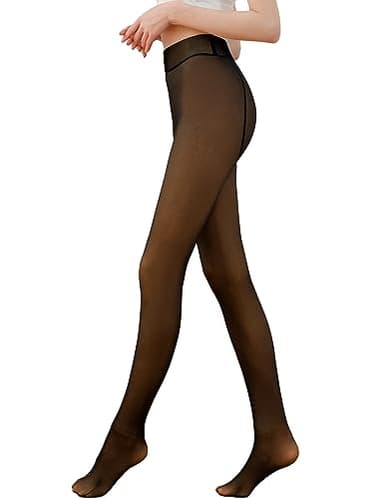 Xnova Collant Polaire Thermiques Femme Effet Transparent, Chaud Toison Collants Jambes Faux Polaires, Taille Haute Legging Translucide Slim EOpaque Fleece Tights Hiver (Noir 220g pour 0-15℃, L-XL)