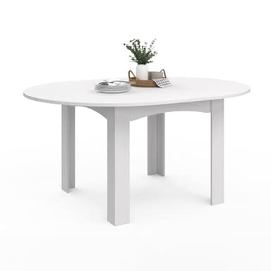 IDMarket - Table à Manger Extensible Ronde Dona 4-8 Personnes Blanc 110-150 cm