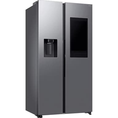 Samsung Réfrigérateur côte à côte Family Hub RS90F67BET/EF avec distributeur d'eau/glaçons, Wifi avec mode AI Energy, Smart Cooling, SpaceMax, 614 L, LxHxP: 91,2 x 178,4 x 72,6 cm, Inox métallisé