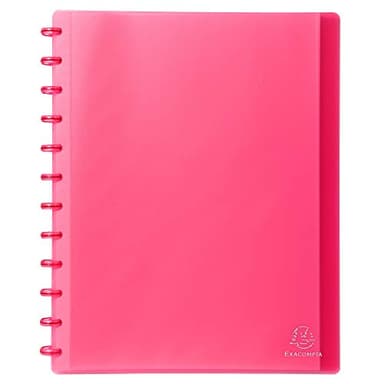 Exacompta - Réf. 86355E - 1 Protège-documents amovible à anneaux avec 30 pochettes grainées détachables - 60 vues - pour A4 - dim 24,5 x 31 cm - couverture rigide translucide - couleur rouge